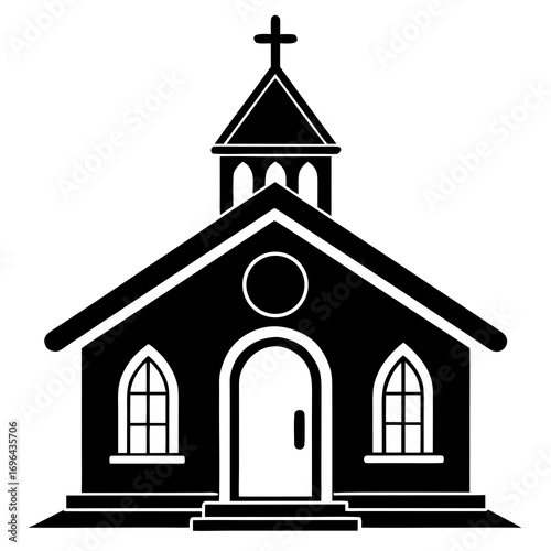 Wooden Chapel a simple vector clean black silhouette design white background
