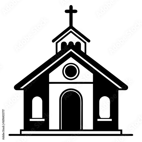 Wooden Chapel a simple vector clean black silhouette design white background