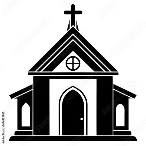 Wooden Chapel a simple vector clean black silhouette design white background