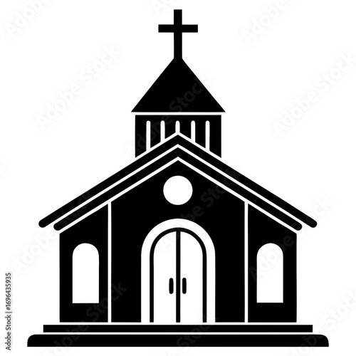 Wooden Chapel a simple vector clean black silhouette design white background