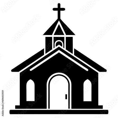 Wooden Chapel a simple vector clean black silhouette design white background