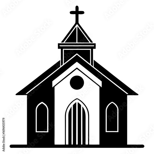 Wooden Chapel a simple vector clean black silhouette design white background
