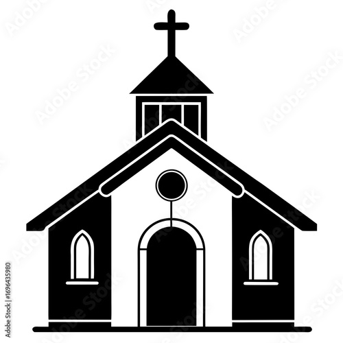 Wooden Chapel a simple vector clean black silhouette design white background