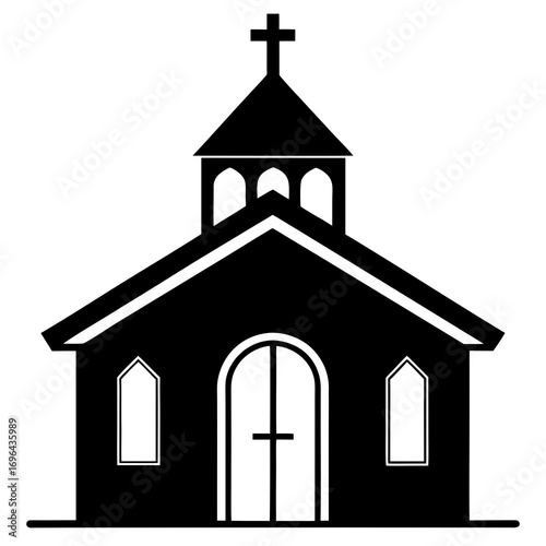 Wooden Chapel a simple vector clean black silhouette design white background