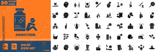 Addiction Solid Icon Set.