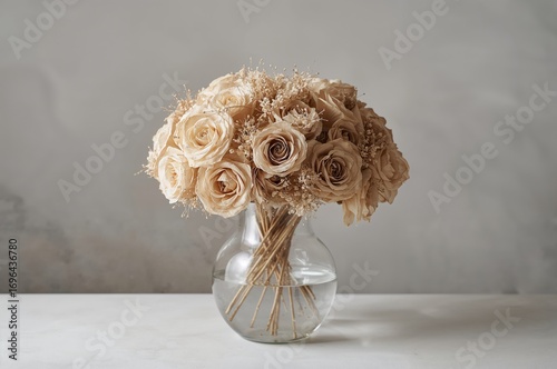 Glass Vase Holding Dried Ro...