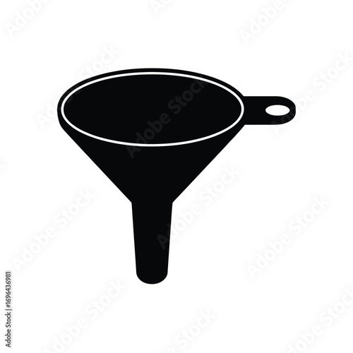 Simple black silhouette of a kitchen funnel with handle