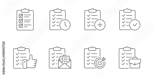 done. goals. progress icons. icons. This icon set shows tasks, teamwork, and progress tracking. The simple line style makes it perfect for business and productivity use.