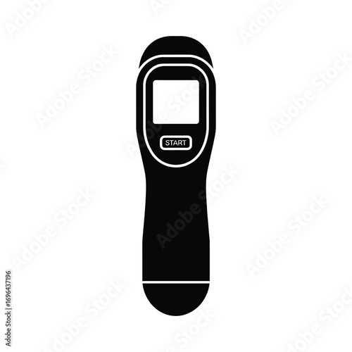 Black silhouette of a digital infrared thermometer on a white background