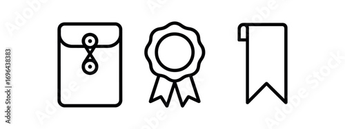 Outline icon different items string tie closure wax seal paper ribbon perfect icons style isolated on transparent background