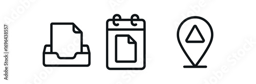 Outline icon different items file sort tray calendar file tag priority marker perfect icons style isolated on transparent background