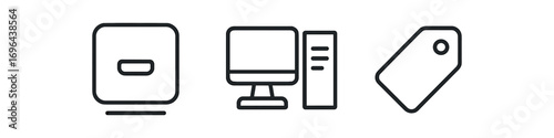 Outline icon different items digital file cabinet organized desktop icon tag label icon perfect icons style isolated on transparent background