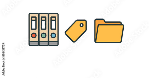 Illustration file cabinet tag icon desktop folder perfect simple colored vector illustration style isolated on transparent background