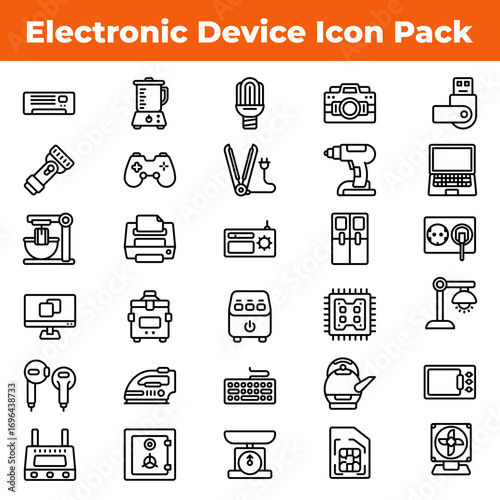 Electronic Devices Vector Illustration – Gadgets and Technology Elements icon pack