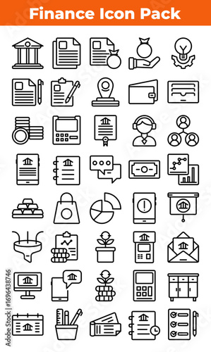 Finance and Banking Vector Illustration – Money and Economy Concept icon pack