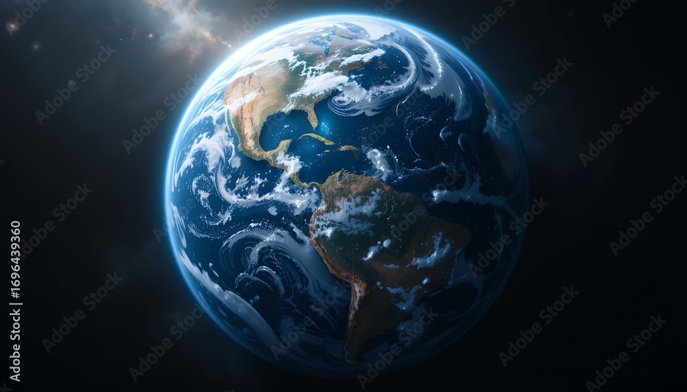 Fototapeta premium Detailed visual representation of planet earth showing north and south american continents