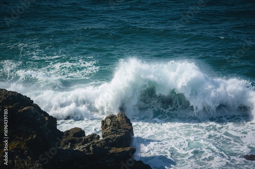 Powerful sea waves striking...