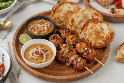Grilled chicken skewers wit...
