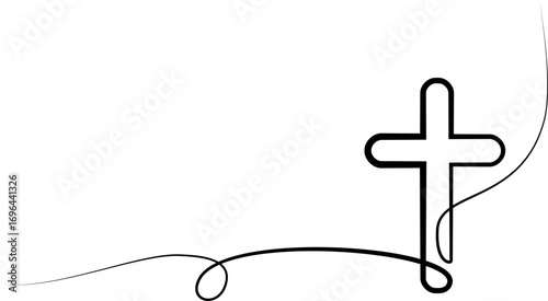Line art of cross frame for christmast