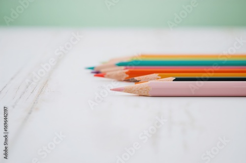 Close-up of colored pencils...