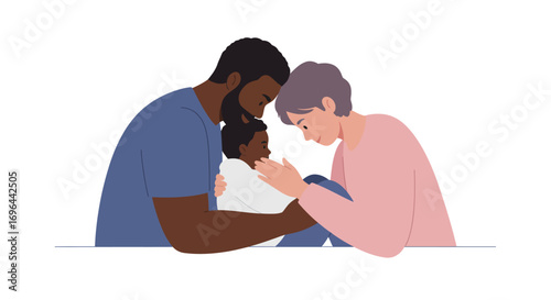 Cherished Family Moments: Modern Parents Tenderly Connecting with Their Child, Symbolizing Love and Security