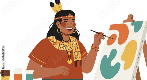Empowered Indigenous Individual Radiating Authentic Joy and Cultural Pride