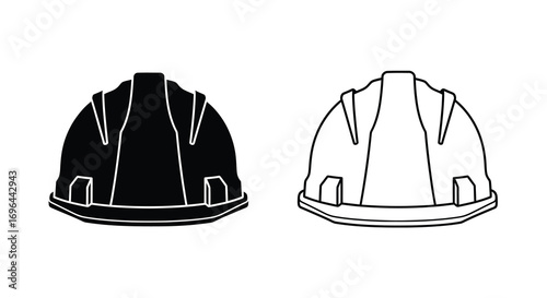 Safety hard hat helmet line and glyph vector illustration icon