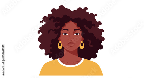 Empowered Authenticity: Confident Individual Showcasing Vibrant Natural Curly Hair and Self-Acceptance