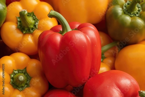 Vibrantly hued sweet pepper...