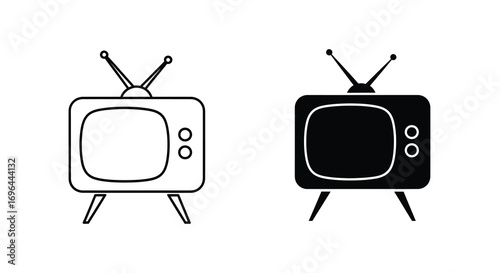 Retro television set vector illustration, classic tv icon design
