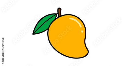 Delicious ripe tropical fruit mango with green leaf healthy eating fresh organic vegetarian diet vitamin c on transparent background