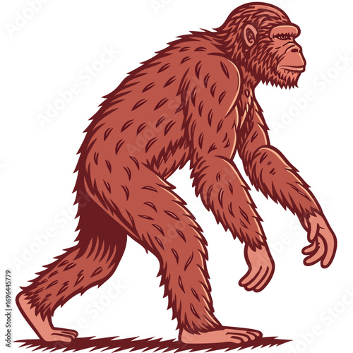 Illustration of a chimpanzee walking