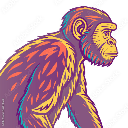 Stylized chimpanzee portrait