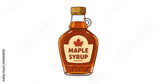 Delicious breakfast maple syrup bottle sweet pancake topping tasty food illustration drawing design graphic on transparent background