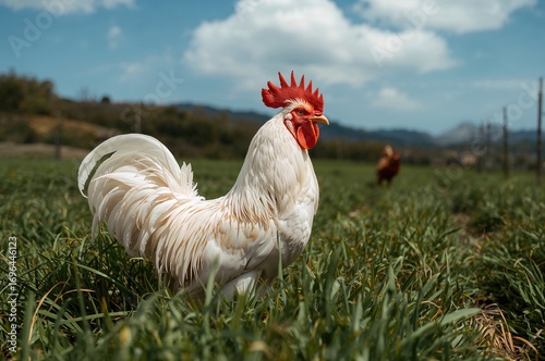 Rooster on a rural farmstead