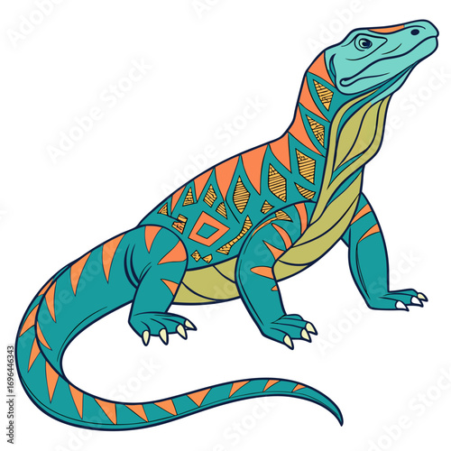 Tribal komodo dragon reptile