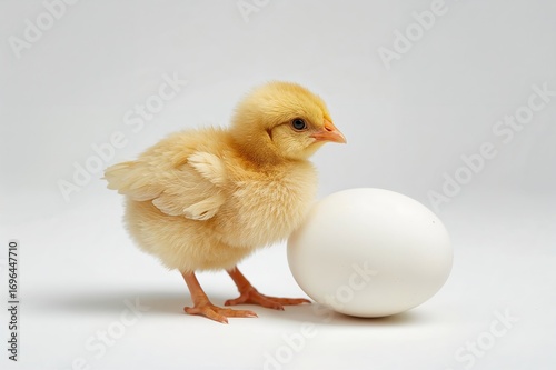 Adorable baby chick alongsi...
