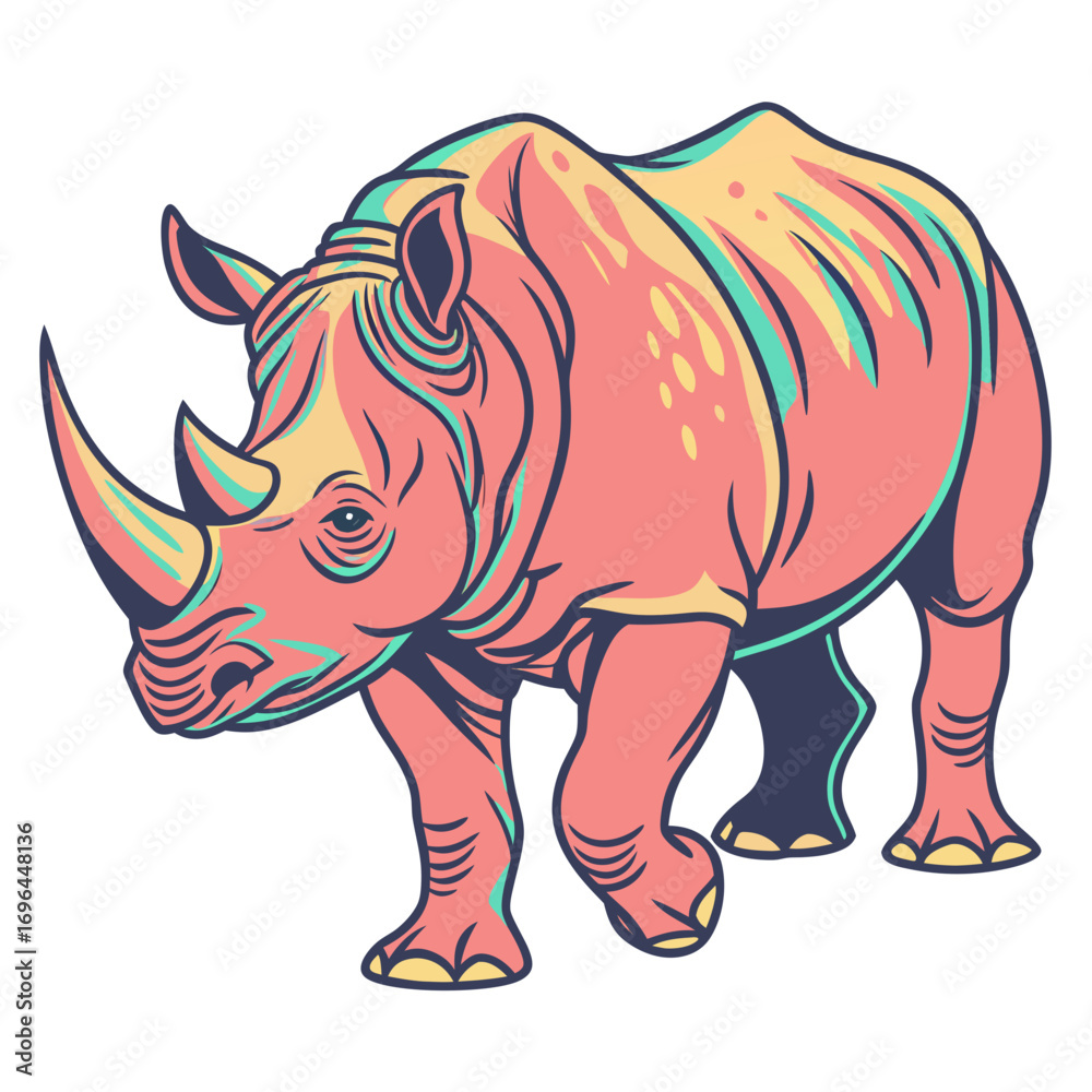 Fototapeta premium Stylized illustration of a rhinoceros
