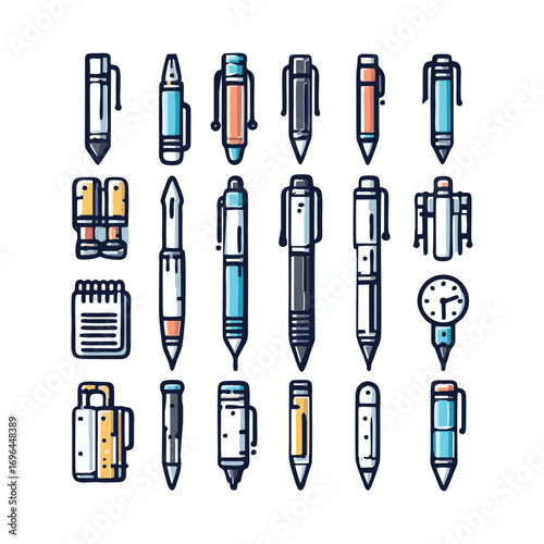 Colorful collection of writing instruments and tools (1)