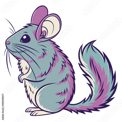 Cute cartoon chinchilla with colorful fur