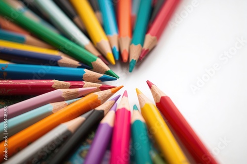 Colored pencils on a plain ...