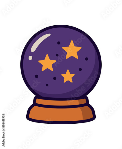 flat vector colored illustration crystal ball halloween isolated on white background