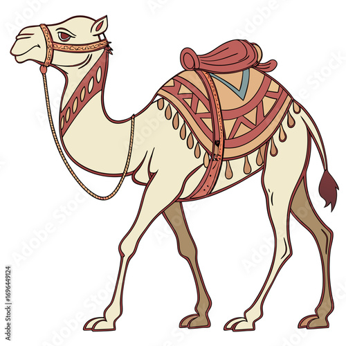 Camel with saddle and bridle