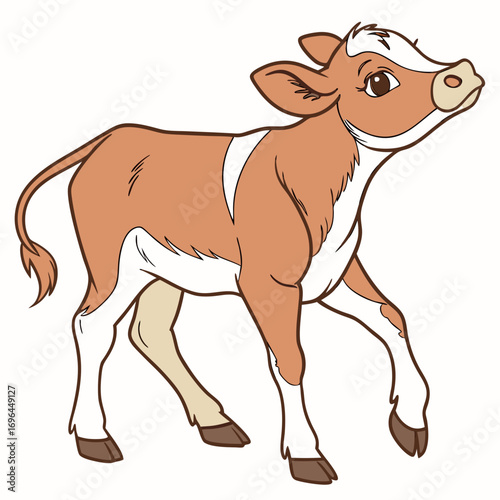Cute cartoon calf standing