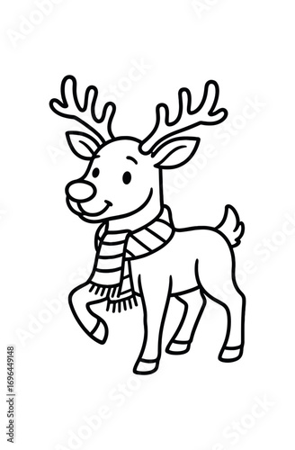 vector line illustration reindeer christmas isolated on white background