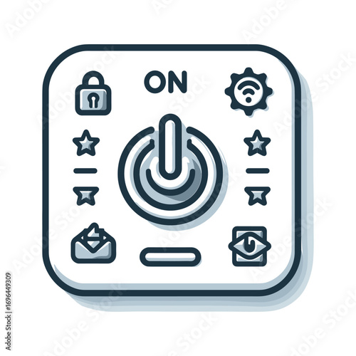 Control panel with various icons and features displayed