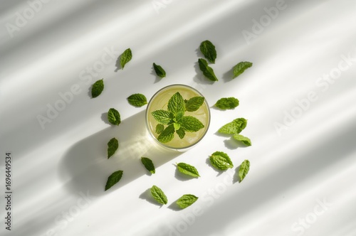 Arrangement of fresh mint t...