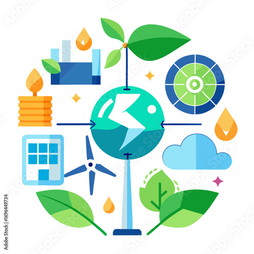 Sustainable Energy & Green Power Vector Infographic