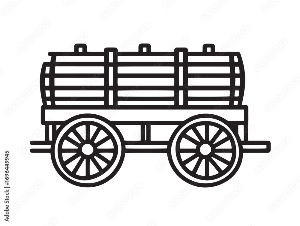 Fototapeta premium Hay Wagon Icon in Minimalist 2D Vector Line Illustration Artwork