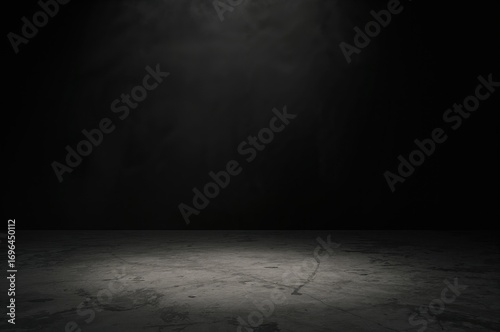 Concrete surface illuminated by a focused light for showcasing products and background settings